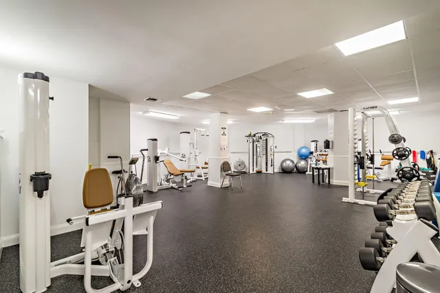 a view of a room with gym equipment