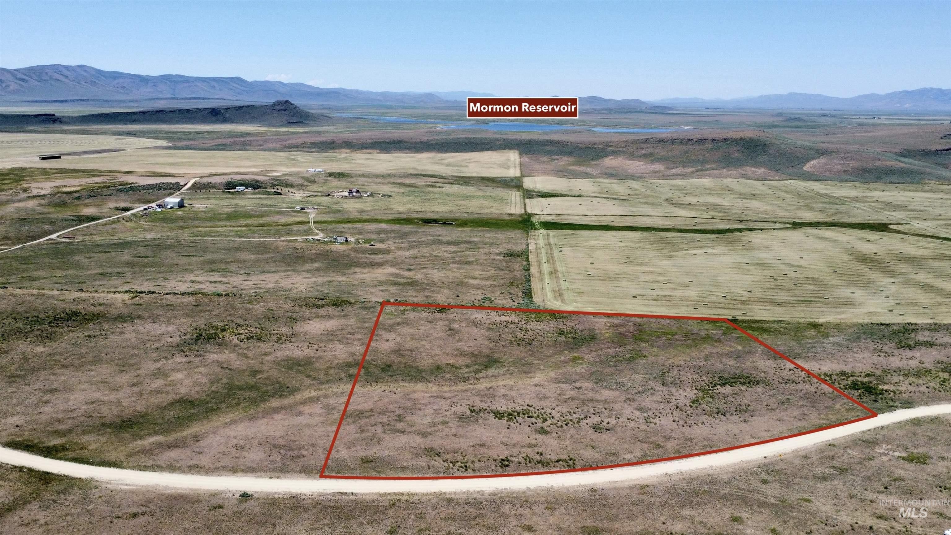 Lot 3 Redtail Lane Fairfield, ID 83327 - Photo 6 of 14 Aerial view of sparsely populated area featuring property parcel outlined and mountains