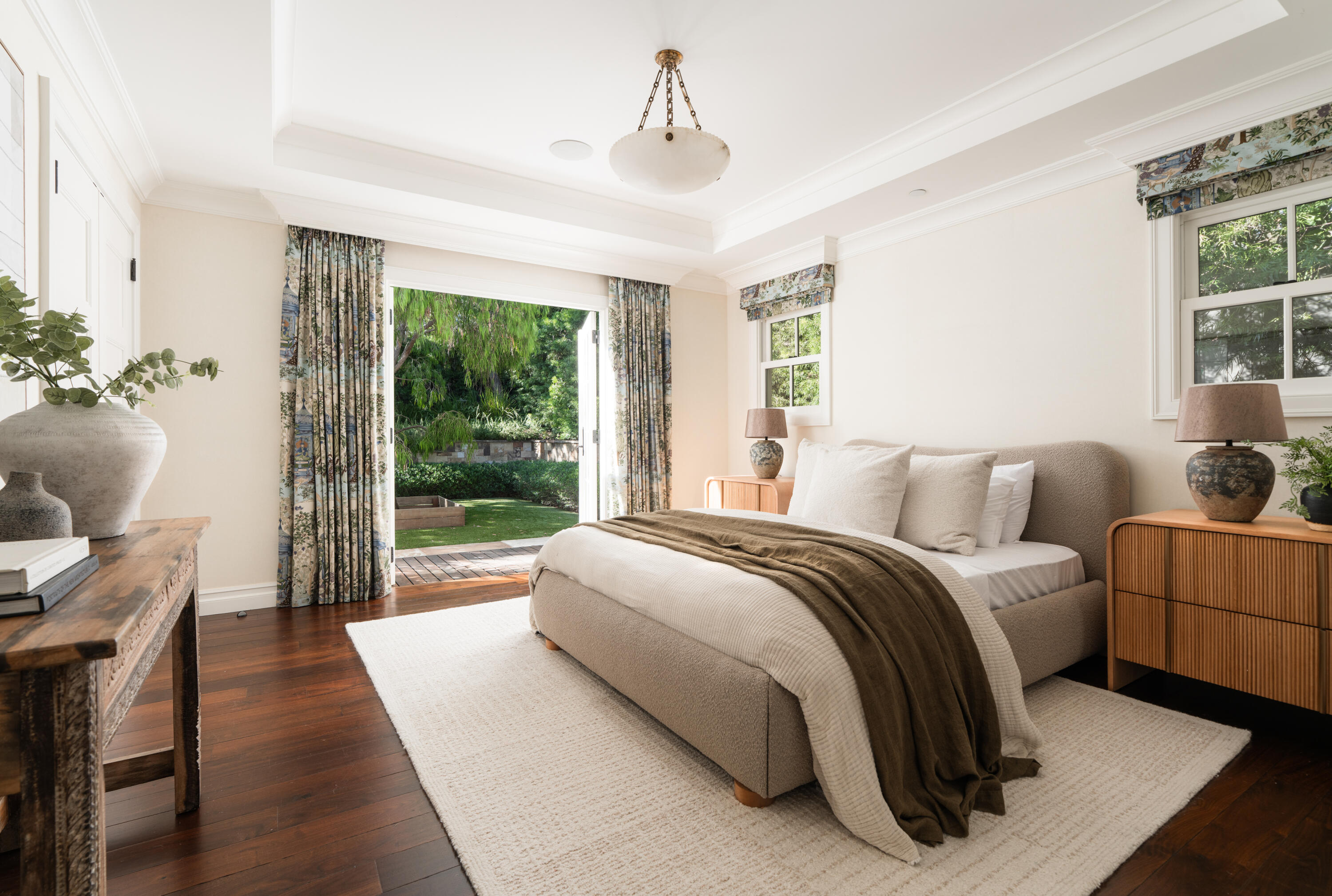 610 Olive Road Montecito, CA 93108 - Photo 17 of 34 a spacious bedroom with a bed and glass window