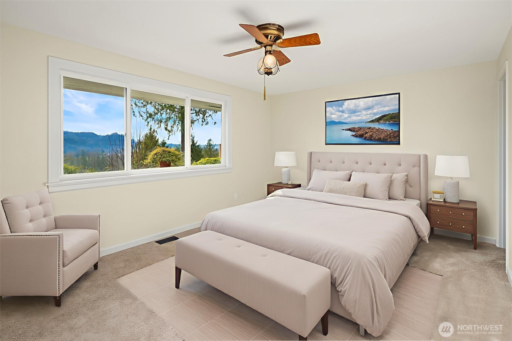 103 West Rivmont Drive Monroe, WA 98272 - Photo 17 of 34 a bedroom with a bed and a painting on the wall