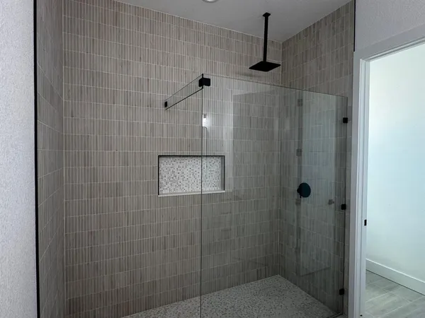 a bathroom with a shower