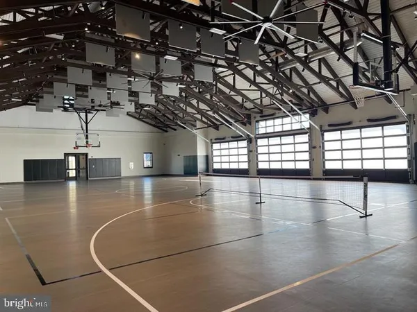 a view of a indoor basketball court