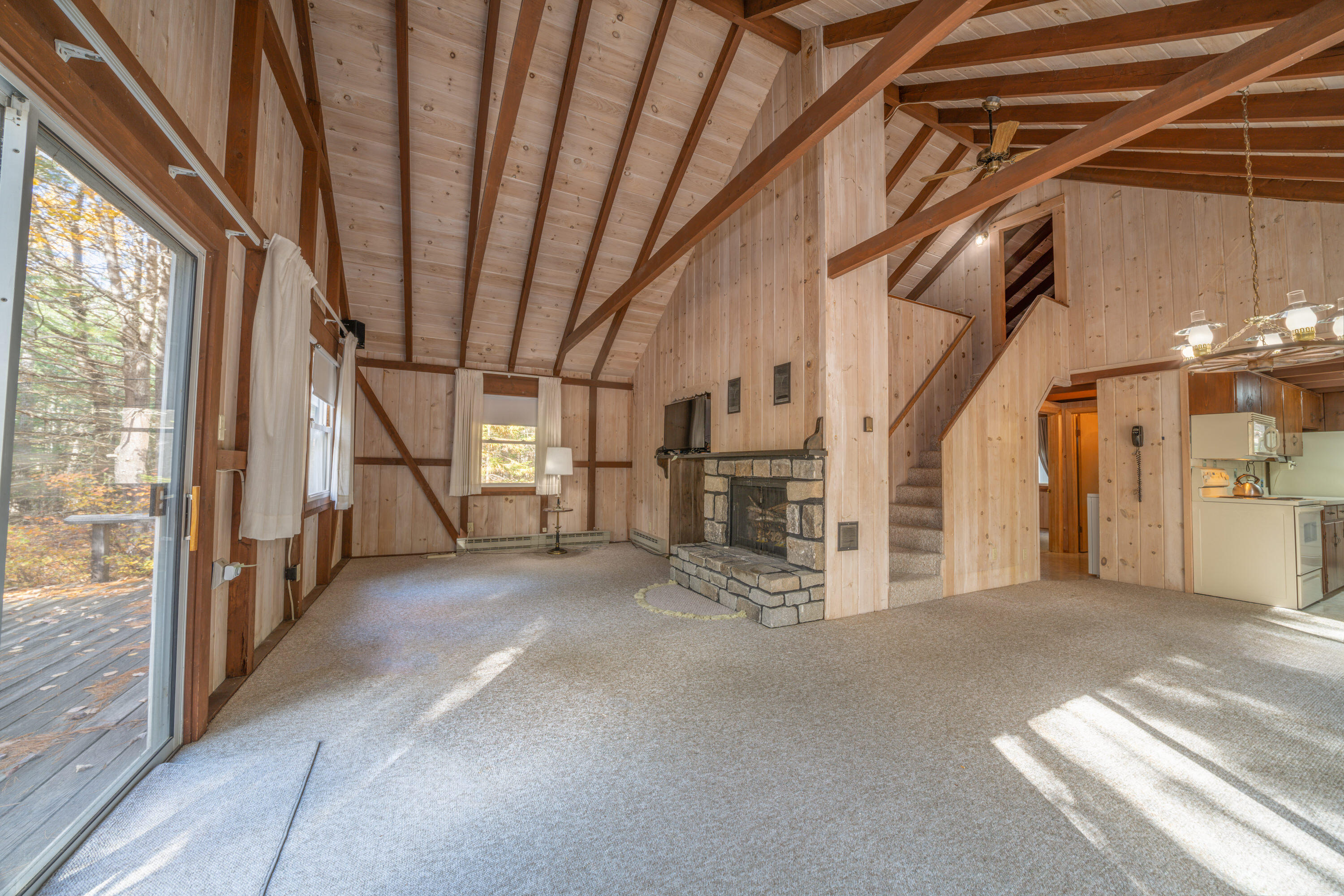 12 Hall Quarry Road Mount Desert, ME 04660 - Photo 9 of 48 Great Room to Fireplace-Loft stairway an