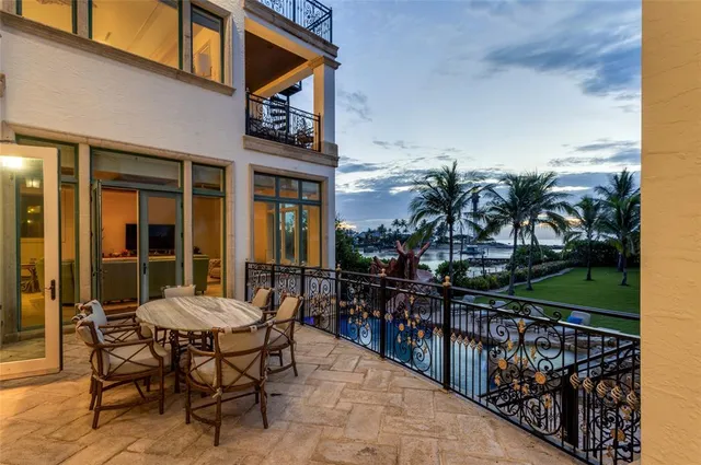 a view of a lake with a yard