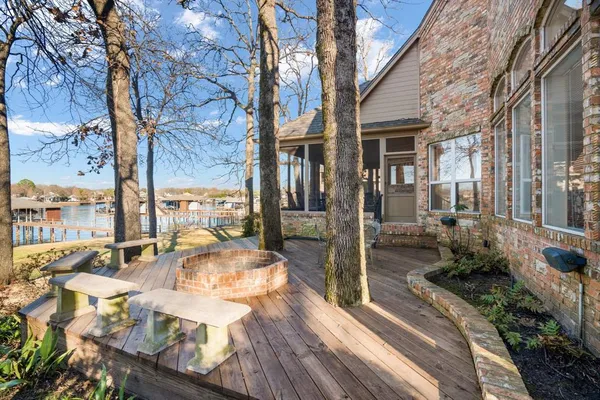 a outdoor space with lots of furniture and view