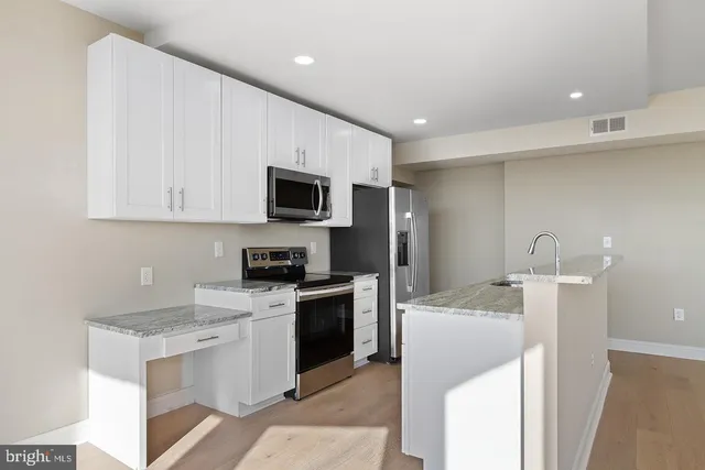 a kitchen with a sink a stove and refrigerator