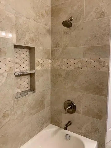 a bathroom with a shower