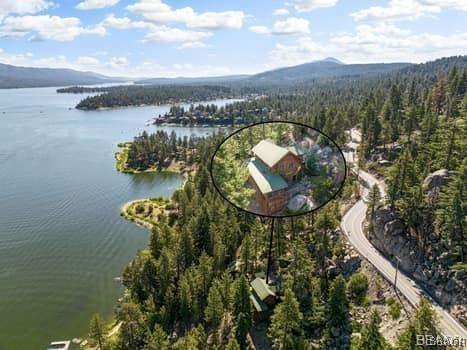 46 Spring Road Big Bear Lake, CA 92315 - Photo 27 of 43 an aerial view of a house with a lake view