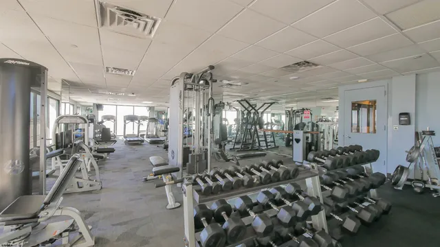 a view of a room with gym equipment
