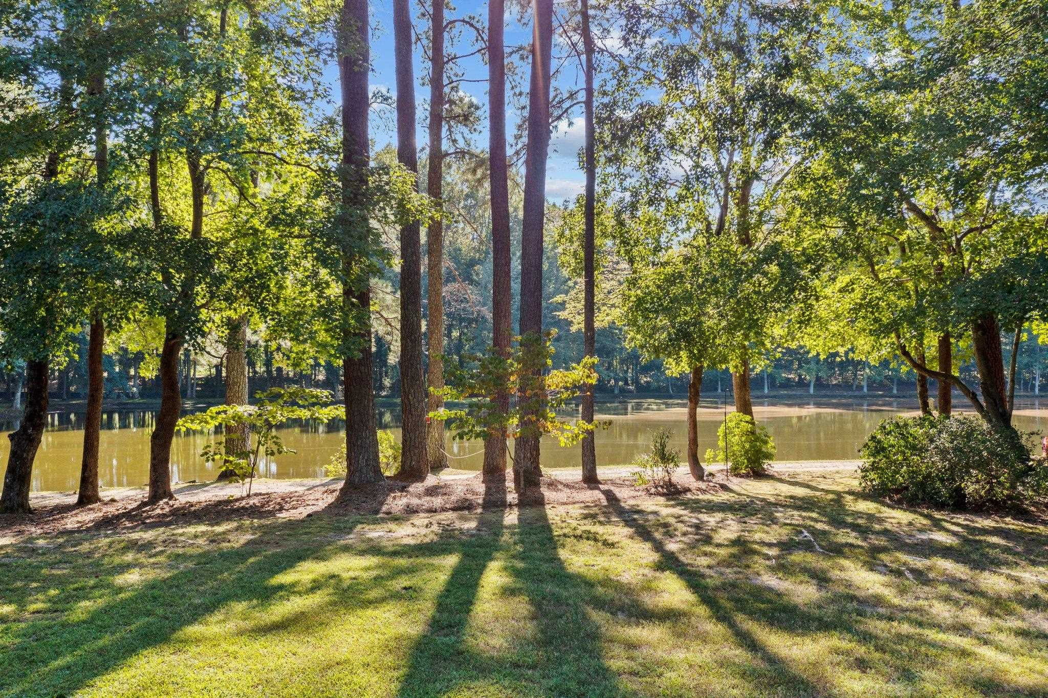 8025 Lockleair Road Zebulon, NC 27597 - Photo 9 of 30 Enjoy evening sunsets while relaxing and unwinding on pond side patio View of pond from patio