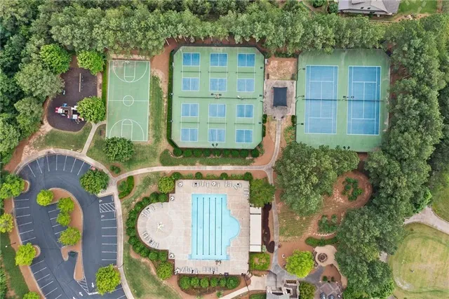 an aerial view of a house having outdoor space