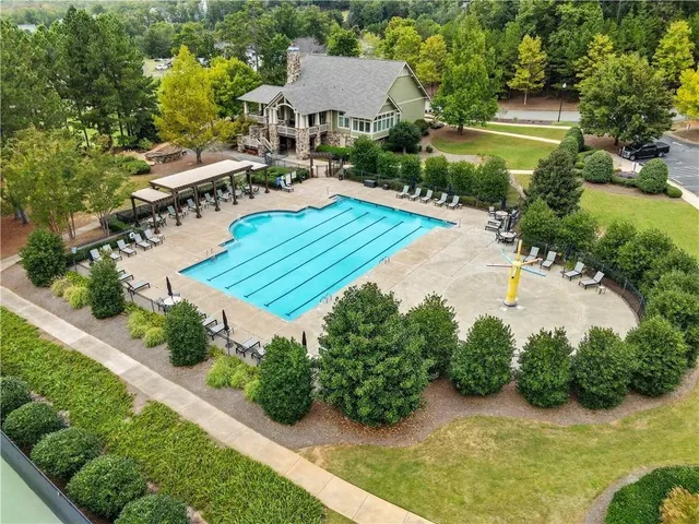 an aerial view of a house