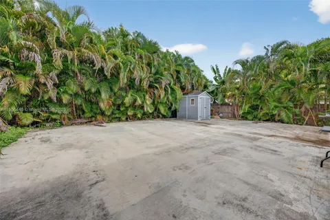 a view of a yard with a tree