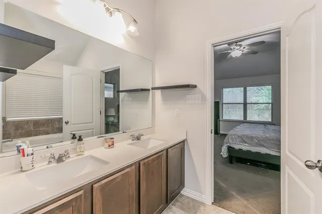 a bathroom with a bathtub