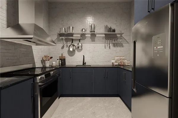 a kitchen with a sink and cabinets