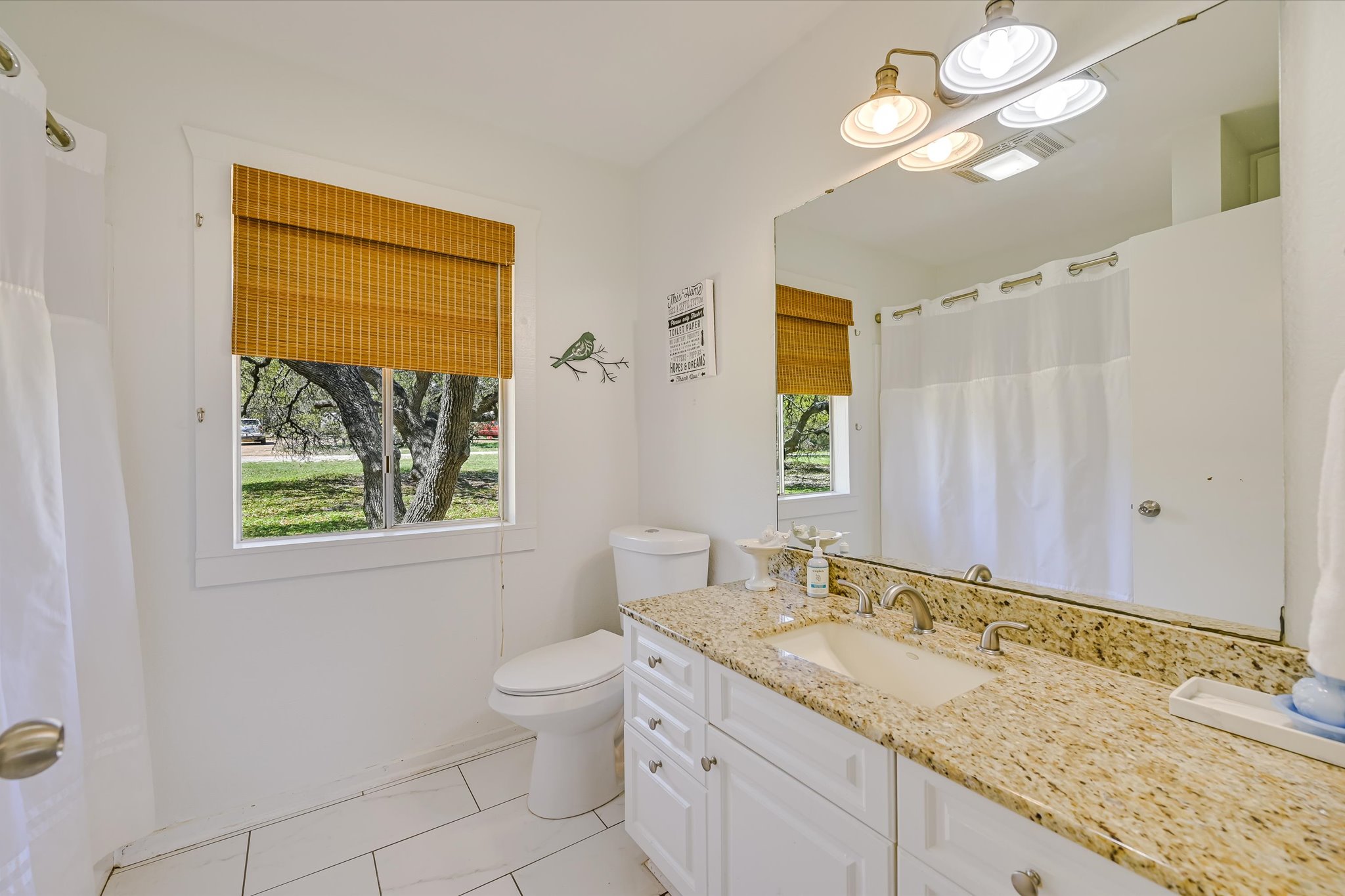 411 Whitetail Ridge Austin, TX 78737 - Photo 17 of 38 Bathroom with vanity and curtained shower