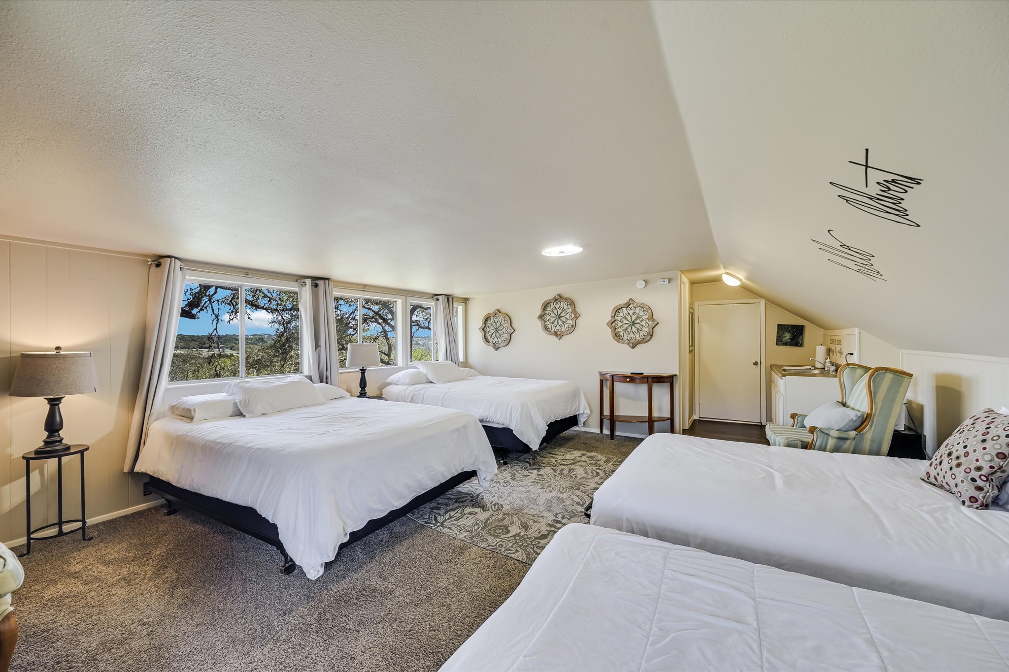411 Whitetail Ridge Austin, TX 78737 - Photo 19 of 38 Bedroom featuring dark colored carpet and lofted ceiling