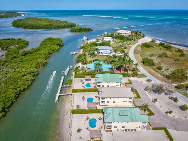an aerial view of a house with lake view