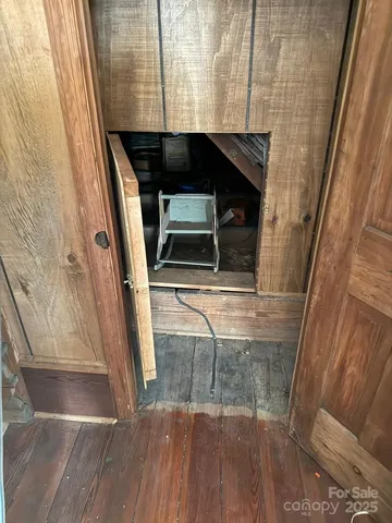 a view of a wooden door