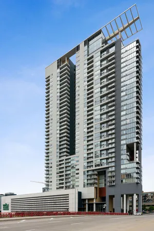 a view of a building with a street