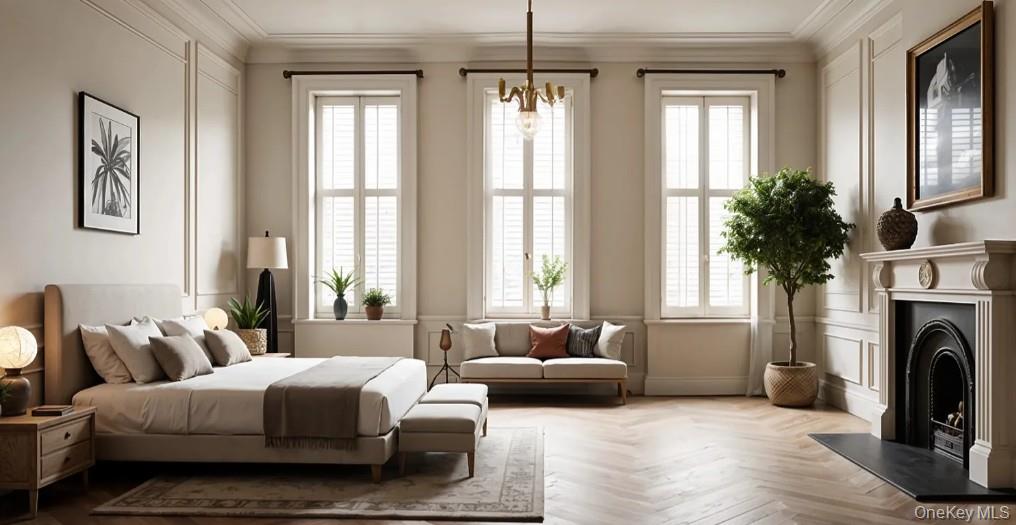 379 7th Street Brooklyn, NY 11215 - Photo 3 of 17 a spacious bedroom with furniture and a fireplace