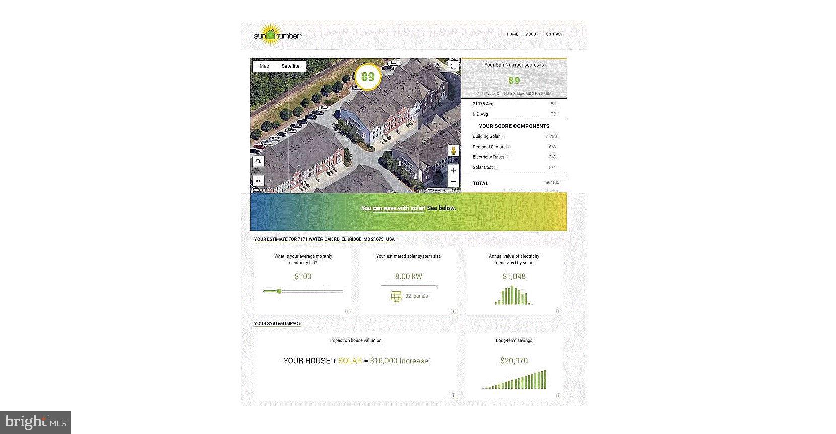 7171 Water Oak Road, Unit 175 Elkridge, MD 21075 - Photo 49 of 49 7171 WATER OAK- SOLAR SCORE PERFECT FOR SOLAR INST