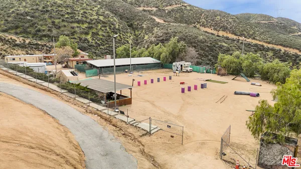 an aerial view of a house