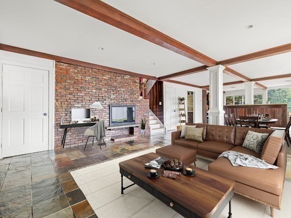 50 First Parish Road Scituate, MA 02066 - Photo 4 of 42 a living room with furniture a rug and a floor to ceiling window