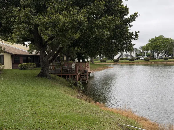 a view of a lake with houses