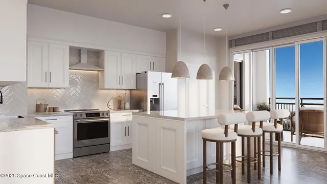 a kitchen with stainless steel appliances granite countertop a stove a sink dishwasher and a refrigerator