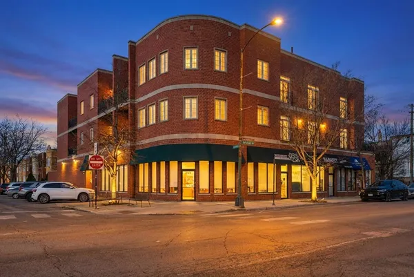 a front view of a building