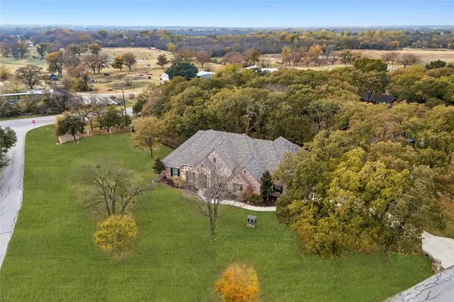 a view of a lake in middle of the town