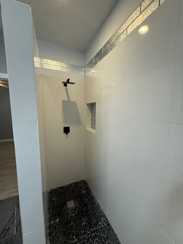 a bathroom with a shower
