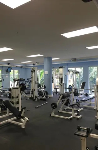 a view of a room with gym equipment