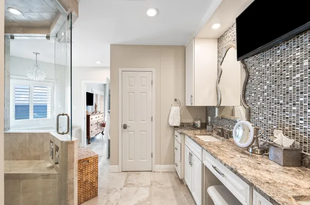 a bathroom with a shower