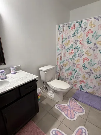 a bathroom with a sink a toilet and mirror