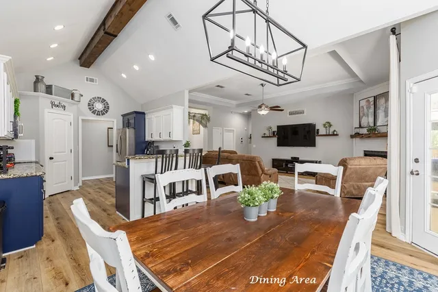 a view of kitchen dining table and chairs