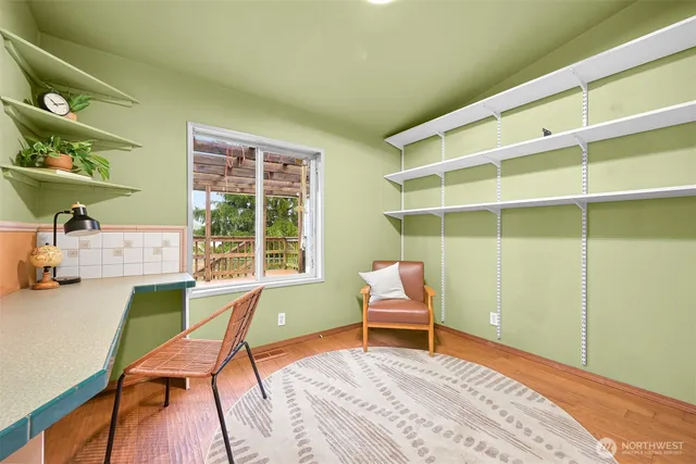 a chair and a table in a room