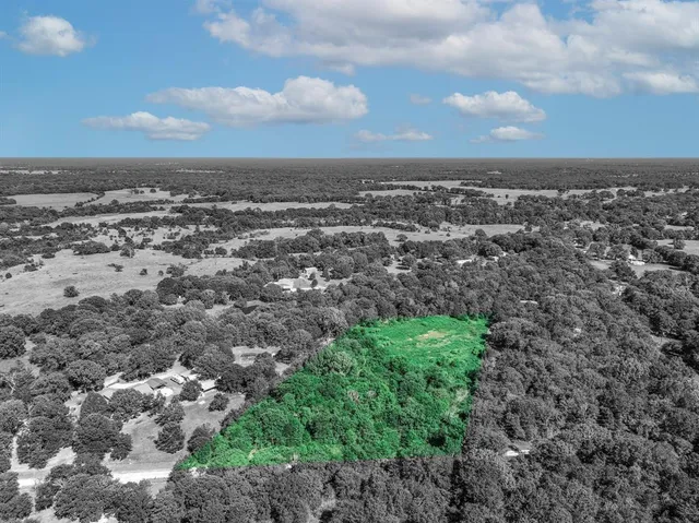 a view of a big yard with lots of green space