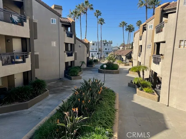 a view of outdoor living space with seating area