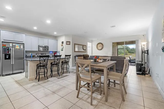 a view of a dining area with furniture