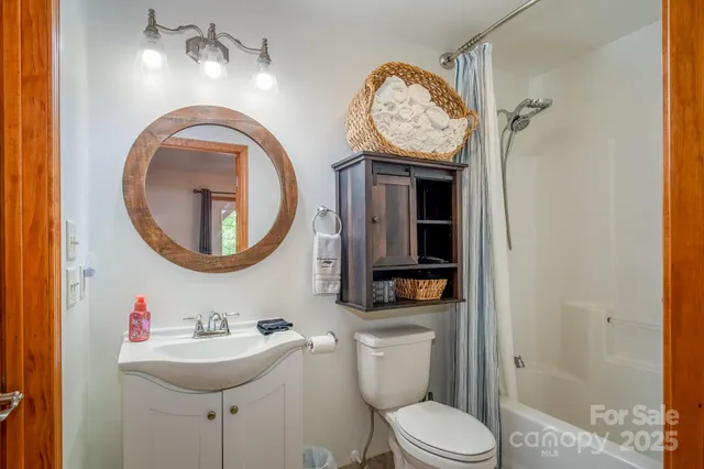 a bathroom with a toilet a sink and a mirror