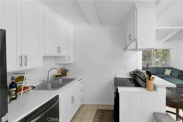 a kitchen with a sink a stove and cabinets