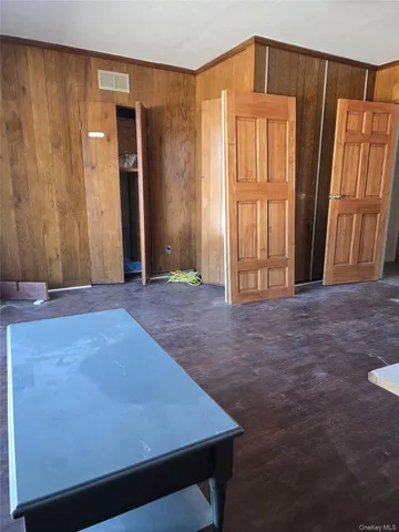 a view of a room with a window