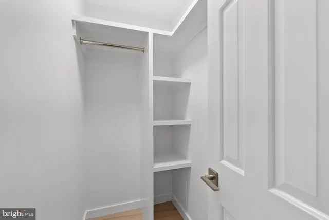 a view of an empty walk in closet