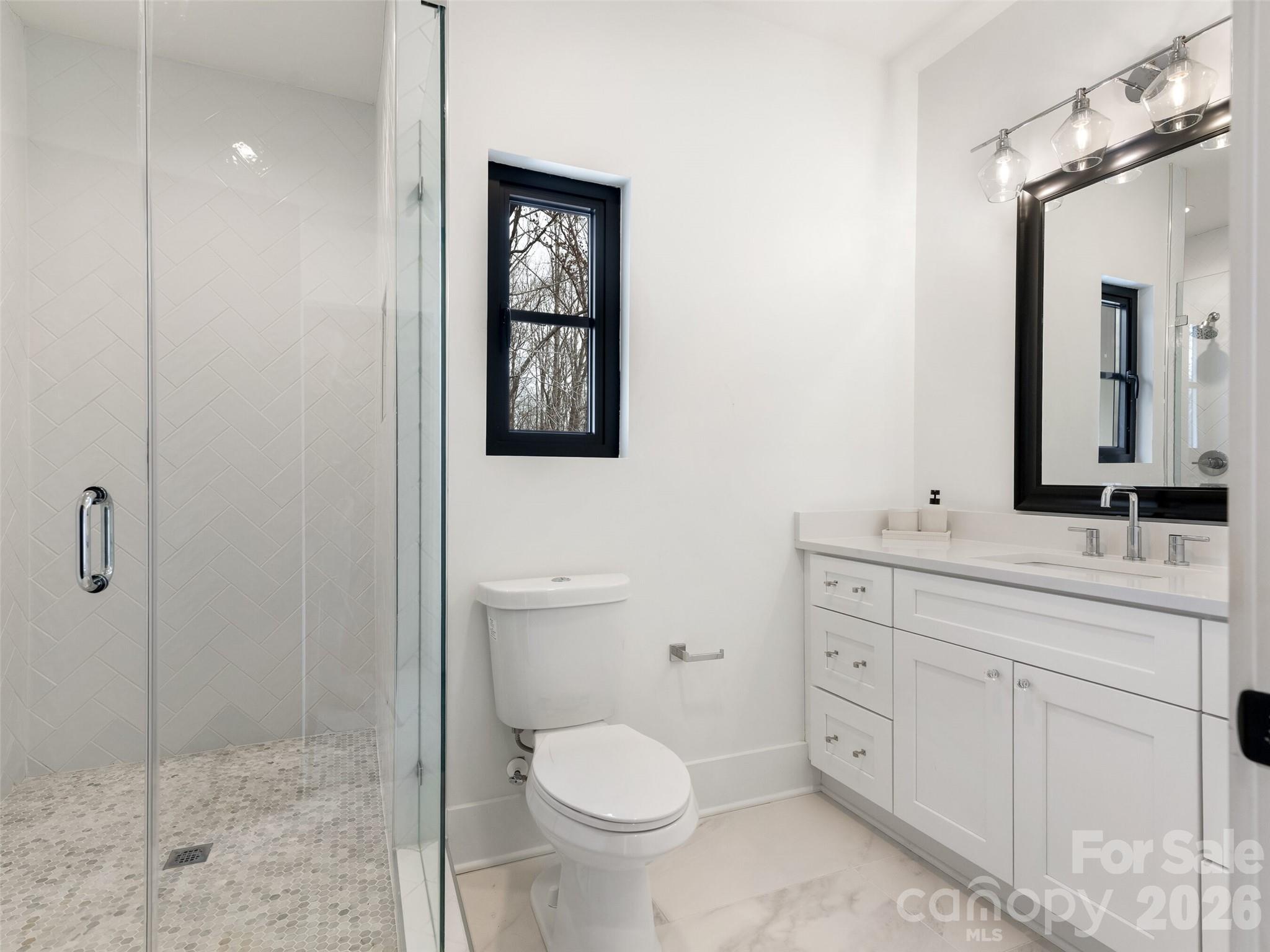 6017 Oxfordshire Road Waxhaw, NC 28173 - Photo 38 of 48 a bathroom with a toilet sink and mirror