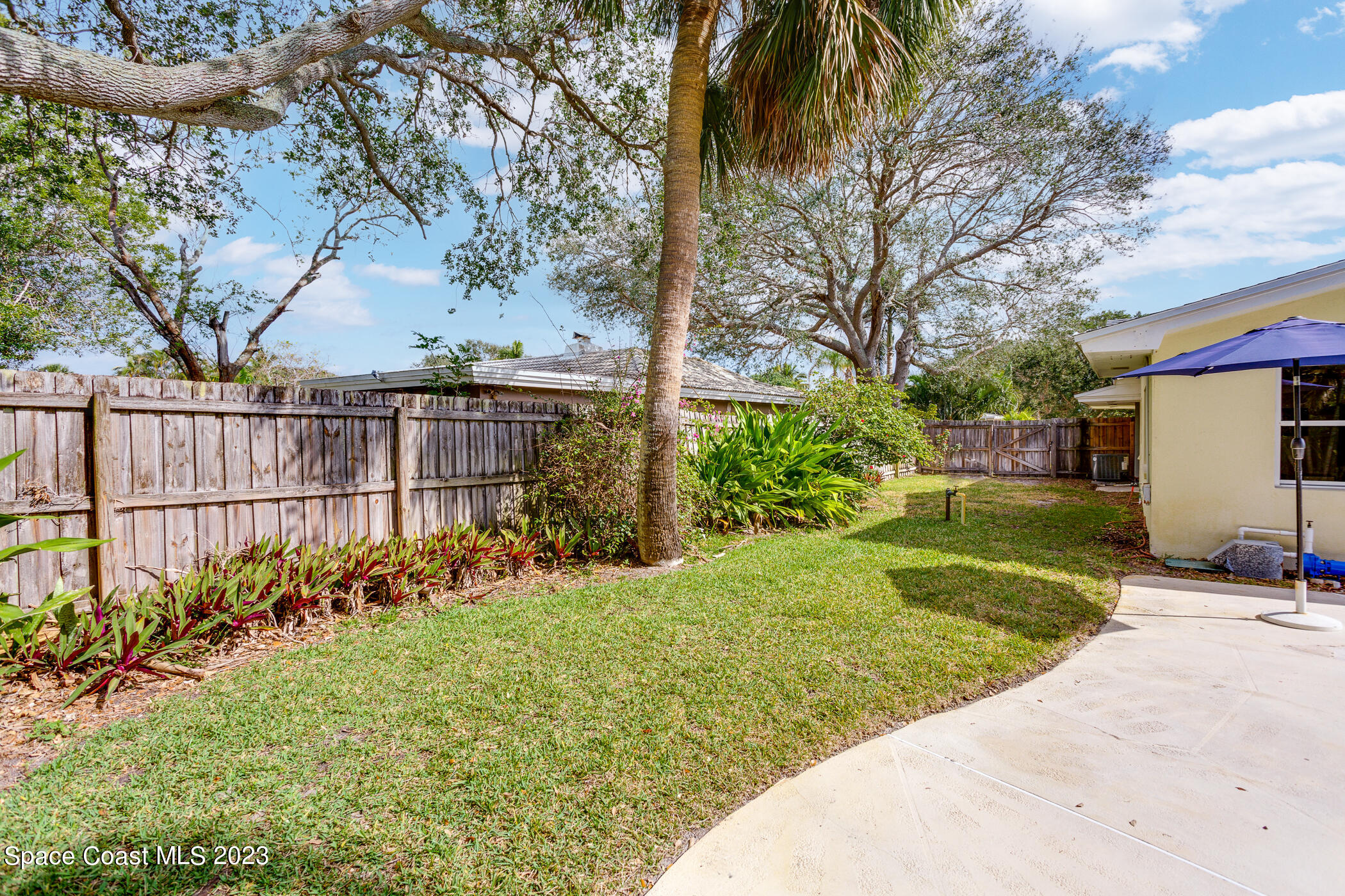 608 Mango Drive Melbourne Beach, FL 32951 - Photo 27 of 30 a view of a backyard with potted plants and large trees