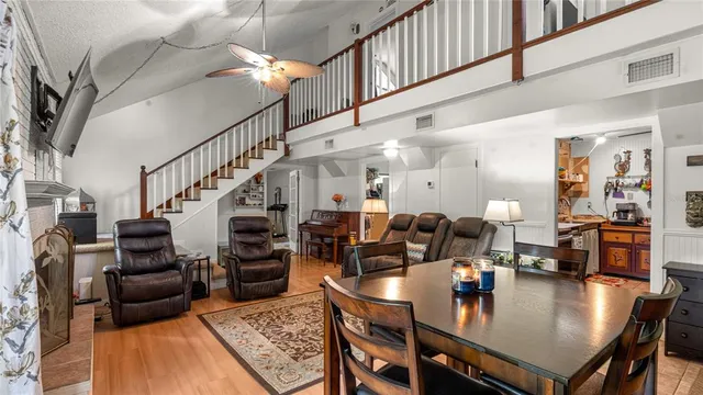 a living room with furniture