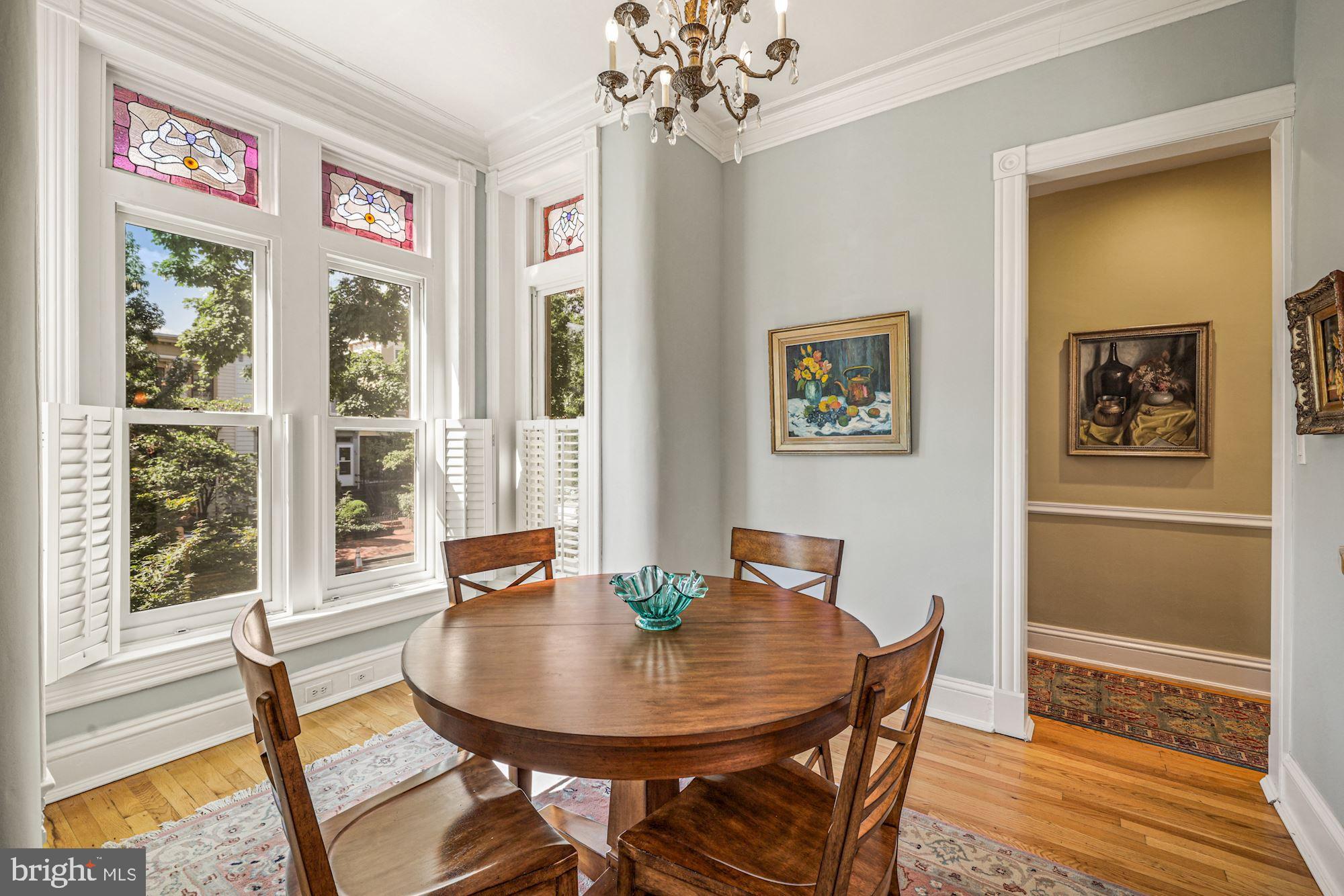 314 A Street Northeast Washington, DC 20002 - Photo 7 of 40 Dining Room w/ Stained-Glass Box Bay Window