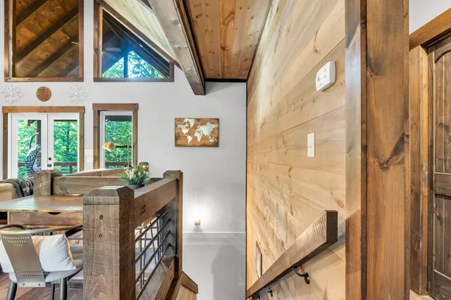 a workspace with furniture and a window